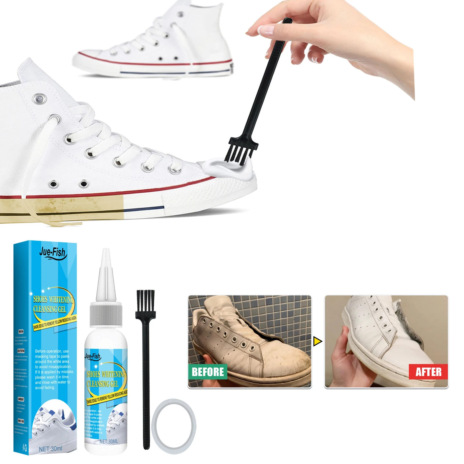 Sneaker Cleaner - Gel de limpieza de zapatos blancos,
